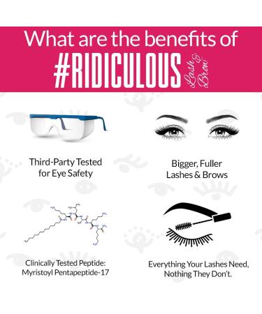 Ridiculous Lash & Brow Growth Serum for Fuller & Thicker Eyelashes & Brows | Results in Weeks | Tested Safe & Pure - Buy Online on GoSupps.com
