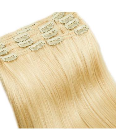 Clip in Extensions Real Hair 100% Remy Real Hair 8 Pcs 18 Clips Hair Extension Thick Double Wefts (30cm-115g #613 light blonde) - Buy Online on GoSupps.com