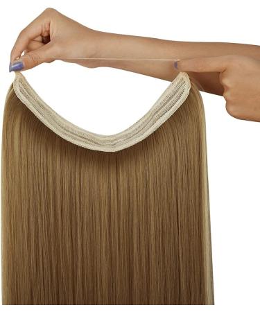 22 Ginger Brown Mix Bleach Blonde Straight Halo Hair Extension - Heat Resistant Synthetic Fiber - 4.4 Oz - No Clip - OMRREAT - Buy Online on GoSupps.com