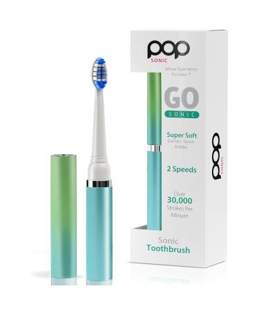 Pop Sonic Electric Toothbrush (Ombre) - Travel Toothbrushes w/AAA Battery | Kids Electric Toothbrushes with 2 Speed & 15 000-30 000 Strokes/Minute Dupont Nylon Bristles (Ombre Green)