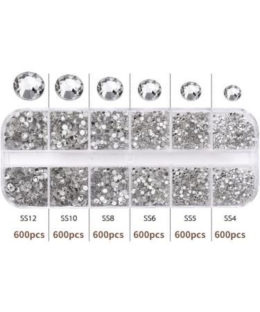 Pzhoais 3600 Pcs Rhinestone 6 Sizes Flatback Round Glass Crystal Rhinestones Glass for DIY Manicure Color - Buy Online on GoSupps.com