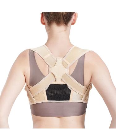 mdlian Posture Corrector Adjustable Back Support Belt Spine Back Shoulder Brace Support Belts Adult Invisible Hunchback Belts(Beige S/M) S/M Beige