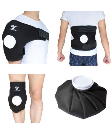 Creatrill Reusable Hot Cold Therapy Ice Bag Pack (9) Neoprene Core Wrap with Elastic Strap Portable Moist Heating Brace First aid Ice Compression Sleeves Pain Relief Pad