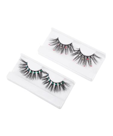 Veemoon 2 Pairs Fake Eyelashes Sequin Eyelash Fluffy Volume Lashes Artificial Eyelashes Women False Eyelash Thick Volume Eyelash Faux Lashes 3d Glitter Powder Make up Chemical Fiber