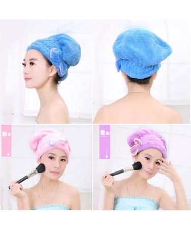 Dianoo 3pcs Cute Ultra Absorbent Dry Hair Cap Set - Bowknot Shower & Spa Caps for Women (Random Colors) - Ideal Hair Drying Solution - Buy Online on GoSupps.com