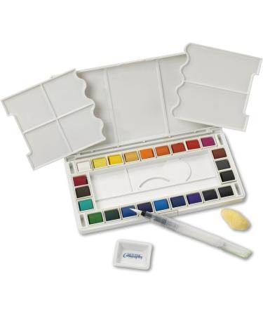 Jerry Q Art 24 Assorted Water Colors Travel Pocket Set with Refillable Water Brush - Easy to Blend Colors - Built-in Palette - Perfect for Painting On The Go (JQ-124) - Buy Online on GoSupps.com