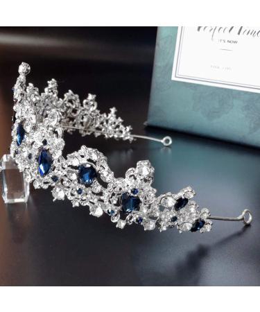 Buy Minkissy Dark Blue Crystal Crown Tiara - Vintage Rhinestone Headband for Weddings Proms & Pageants - Buy Online on GoSupps.com