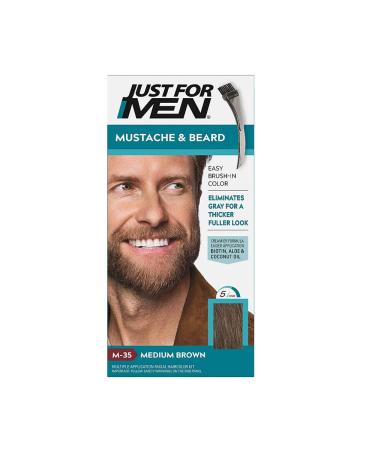 Just for men Just for Men - Permanent Hair Dye Beard and Moustache Dye Gel with Brush Medium Brown M-35 2X 15 ml (Pack of 3)