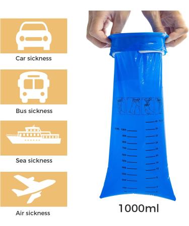 Vomit Bags Disposable for Kids & Adults 30 Pack Leak Proof Emesis Bags for Travel Motion Sickness & Nausea Relief 1000ML Medical Grade Blue Barf Bags - Buy Online on GoSupps.com