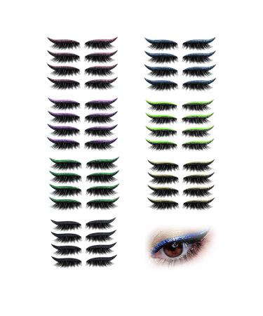 4 Pair Eyeliner Stickers Eyelash Stickers Glitter Shiny Eyeliner Stickers Reusable Self- Adhesive Eyeliner And Eyelash Stickers With Glitter For Birthday Wedding Party (All)