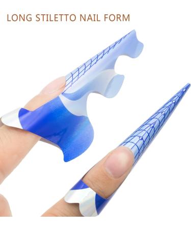 Stiletto Nail Forms for Gel Builder Acrylic Nails 100 Pieces LEA-SHALL Extra Long Guide Stickers Nail Art Extension Tips Self-Adhesive Professional Tools for Women Girls DIY Home Salon 100Pcs Extralong-Blue fish - Buy Online on GoSupps.com