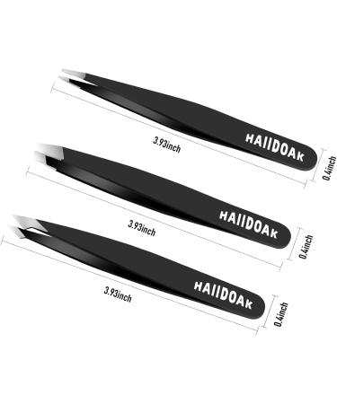 Professional Stainless Steel Tweezers Set for Eyebrows and Facial Hair Removal - 3.8inch Black (3 Count) | Precision Tweezers for Splinters and Ingrown Hairs - Buy Online on GoSupps.com