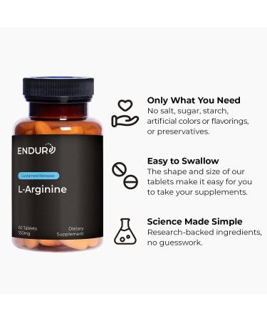 Endur L-Arginine Supplement Helps Support Healthy Blood Flow & Heart Function Exercise Performance & Immune Health Gluten Free 350mg (60 Tablets) - Buy Online on GoSupps.com