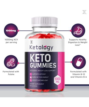 Ketology Extra Strength Keto ACV Gummies - Advanced Weight Loss Support for Men and Women - 60 Vegan Gummies - Buy Online on GoSupps.com