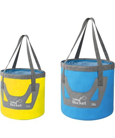 IFWELL Collapsible Bucket 5 Gallon Portable Folding Basin Pail - Blue Yellow 20L-12L - Buy Online on GoSupps.com
