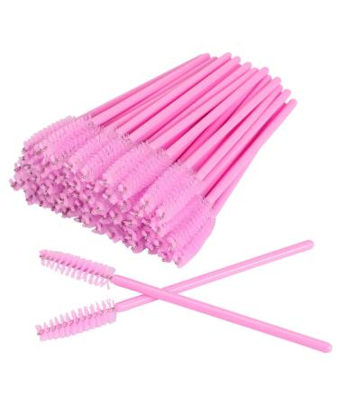 50 PCS Disposable Eyelash Brushes Mascara Wands Eye Lash Eyebrow Applicator Cosmetic Makeup Brush Tool Kits (pink)