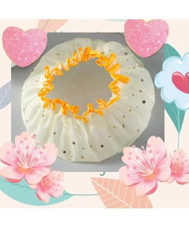 Waterproof Reusable Bath Cap for Women & Kids - Yellow | Double Layer PEVA Shower Hair Protection - Buy Online on GoSupps.com