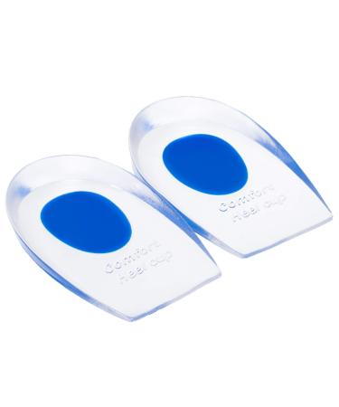Gel Silicone Heel Cups/Pads - 1 Pair Heel Lifts for Achilles Tendonitis, Shoe Wedge Inserts for Plantar Fasciitis, Sore Heel, Bone Spur, Foot Pain Relief Support, Comfort Cushion Insoles for Women/Men 1 Pair Blue Size L (M