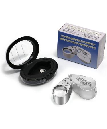 40X Full Metal Illuminated Jewelers Eye Loupe Magnifier with LED - Compact Pocket Magnifying Glass for Gems, Jewelry, Coins, Stamps - 1'' Lens Dia - Buy Online on GoSupps.com