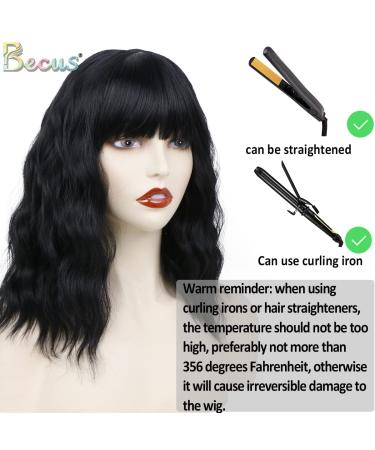 Becus Short Welled Bob Wonder With Pony - Synthetic Black Natural Wave Wig for Women | Shoulder-Length Bob - Buy Online on GoSupps.com