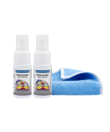 Blum Manufaktur - 2x 30ml glasses cleaner + 2x microfiber cloth 30x30 cm - glasses spray glasses cleaning - high -quality cleaning spray for quick and thorough cleaning. - Buy Online on GoSupps.com