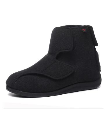 Diabetic Edema Shoes for Men Adjustable Open Toe Swollen Feet Touch Close Bar-Strap Slippers Outdoor Men Plantar Fasciitis Indoor Foam Slippers 9.5 Black