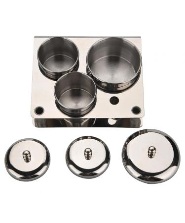 3pcs Stainless Steel Nail Art Kit - Compact Organizer Containers for Powder & Liquid Storage | Manicure Tools - Buy Online on GoSupps.com