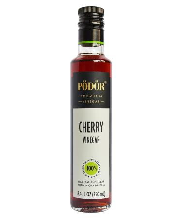 PDR Premium Cherry Vinegar - 8.4 fl. Oz. - 100% Natural, Aged in Oak Barrels, Fermented, Unfiltered, Vegan, Gluten-Free, Non-GMO in Glass Bottle 8.45 Fl Oz (Pack of 1)
