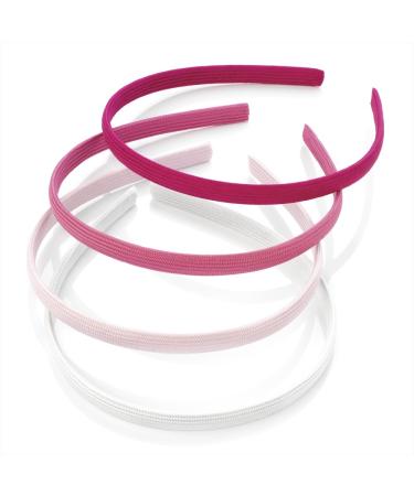 Pritties Accessories Set of 4 Pink Tone Plain Fabric Covered Alice Hair Bands Headbands