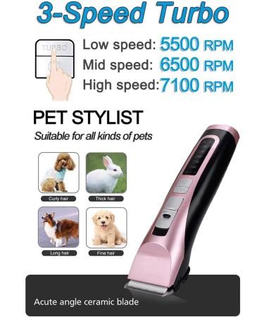 Dog Grooming Clippers Cordless 3 Speed Professional Electric Pet Hair Grooming Clippers Kit Low Noise Pet Clippers Rechargeable Dog Cat Shaver Pet Hair Trimmer for Thick Coats Small Dog All Pets - Buy Online on GoSupps.com
