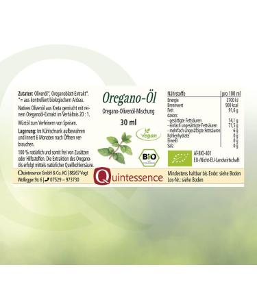 Quintessence Organic Oregano Oil 30ml - High Dose 80% Carvacrol - Vegan Spice Oil for Gourmet Dishes - Buy Online on GoSupps.com