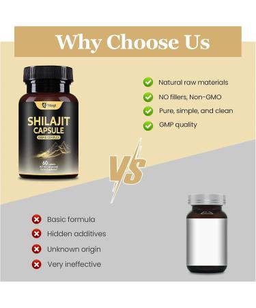 Himalayan Shilajit Supplement for Men and Women - Pure Shilajit Supplements Rich in Sea Moss Ashwagandha Black Seed Oil - Natural Gold Organic Shilajit Fulvic Acid Capsules 60 Count - Buy Online on GoSupps.com