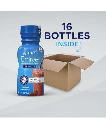 Ensure Enlive Strawberry Meal Replacement Shake 16 ct - 20g Protein - 8 fl oz - Buy Online on GoSupps.com