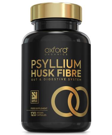 Pure Psyllium Husks Fibre Supplement 1460mg per Serving | Natural Prebiotic Soluble Fiber - 120 Vegan Capsules - Easy Digest Psyllium Husk Powder | 100% Plantago ovata | Constipation Relief