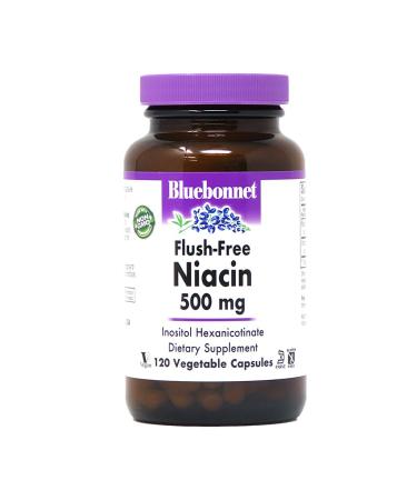 Bluebonnet Nutrition Flush-Free Niacin 500 mg 120 Vegetable Capsules