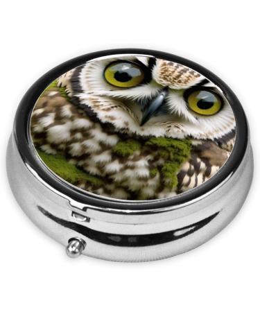 Owl Printed Mini Round Pill Box | 3 Compartment Medicine Organizer | Portable Travel Pill Case for Home & Office Use - Buy Online on GoSupps.com
