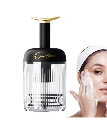 Cleanser Foamer - Transparent Manual Facial Cleanser Foamer Type Rotating Foam Maker - Portable Deep Cleansing Facial Cleansing Tools for Travel Household Rich Lather Black