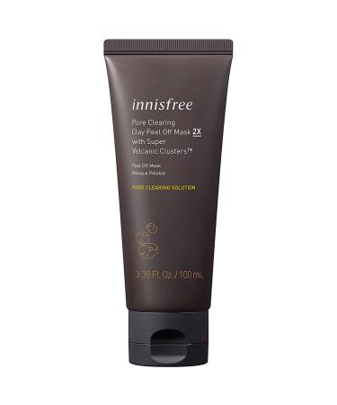 innisfree Pore Clearing Clay Peel Off Mask 2X Super Volcanic Clusters Face Treatment  3.38 Fl Oz (Pack of 1)