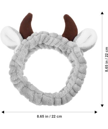 minkissy Animal Spa Headband Cow Skincare Hairband Cute Ox Horn Makeup Hair Band for Women Washing Face Grey - Buy Online on GoSupps.com