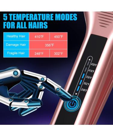 Bcway Professional Hair Straightener - Extra-Large Titanium Flat Iron - 30s Instant Heating - 5 Adjustable Temp - Anti-Static - Rose Gold - Buy Online on GoSupps.com