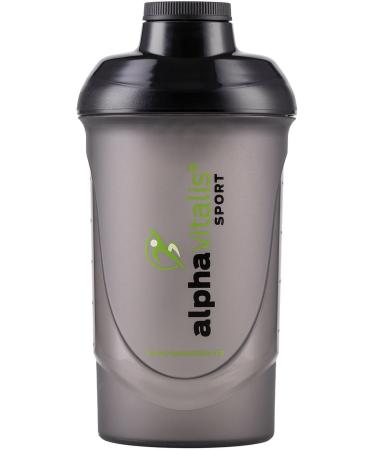 Alphavitalis protein protein Shaker 600 ml |Sport Fitness Bodybuilding |BPA free |leak -proof |With screw cap and sieve for creamy shakes |Smoked black smoked / black