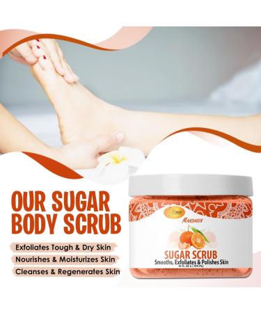 SPA REDI Sugar Body Scrub - Mandarin 16 Oz | Exfoliating Moisturizing & Nourishing for Smooth Fresh Skin - International Shipping - Buy Online on GoSupps.com