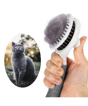 Cat Grooming Brush, Self Cleaning Slicker Brushes for Dogs Cats Pet Grooming Brush Tool Gently Removes Loose Undercoat, Mats Tangled Hair Slicker Brush for Pet Massage-Self Cleaning (Gray)