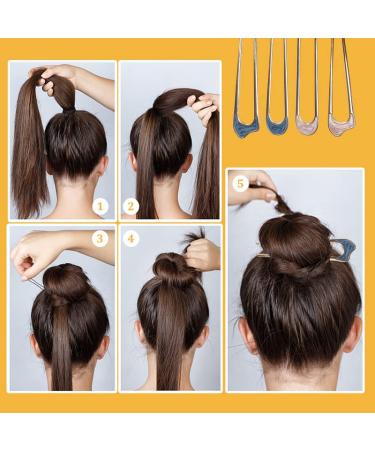 Vintage 5-Piece Metal U-Shaped Hairpin Set for Elegant Hair Styling - French Chignon Pins for Women and Girls - Buy Online on GoSupps.com