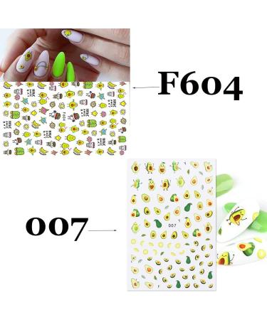 DIY Decoration Green Color Anime Cartoon Avocado 3D Design Nail Stickers Sliders Decals(007) - Buy Online on GoSupps.com