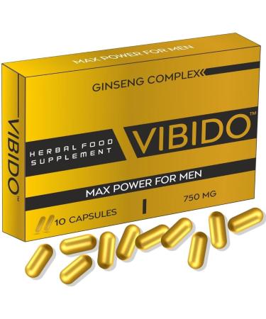 VIBIDO 750mg Extra Strength Enhancing Pills Ginseng for Men - 10 Capsules