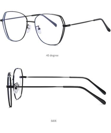 KDOQ Oversized Polygon Anti Blue Light Glasses for Men & Women - Ultra Light Alloy Black Frame - Buy Online on GoSupps.com