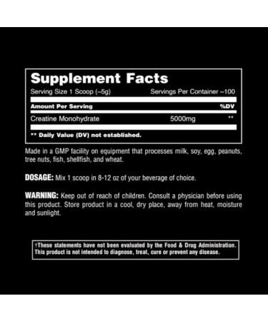 Animal Micronized Creatine Monohydrate Powder - 500g Unflavored | Boost Muscle Growth Endurance & Recovery for Men & Women - 100 Servings - Buy Online on GoSupps.com