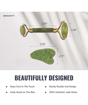 Natural Jade Gua Sha Massage Tool & Roller Kit | Anti-Aging Skin Care | Reduce Puffiness & Wrinkles - Buy Online on GoSupps.com