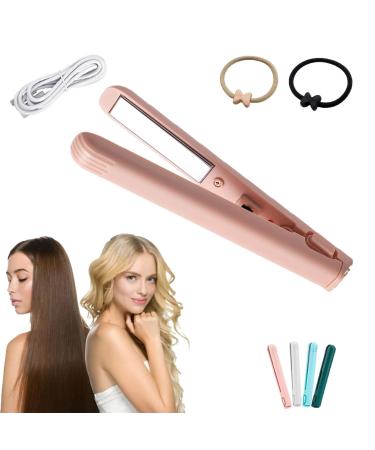 Mini Dual-Purpose Curling Iron USB Mini Dual-purpose Hair Straightener Curling Iron Goodwillbrave Mini Curling Iron Long-Lasting Portable Travel Hair Styler (Upgrade Pink)